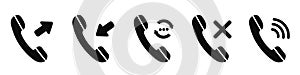 Set incoming, outgoing, missed, waiting call phone icon. Answer and decline phone call buttons Ã¢â¬â vector photo